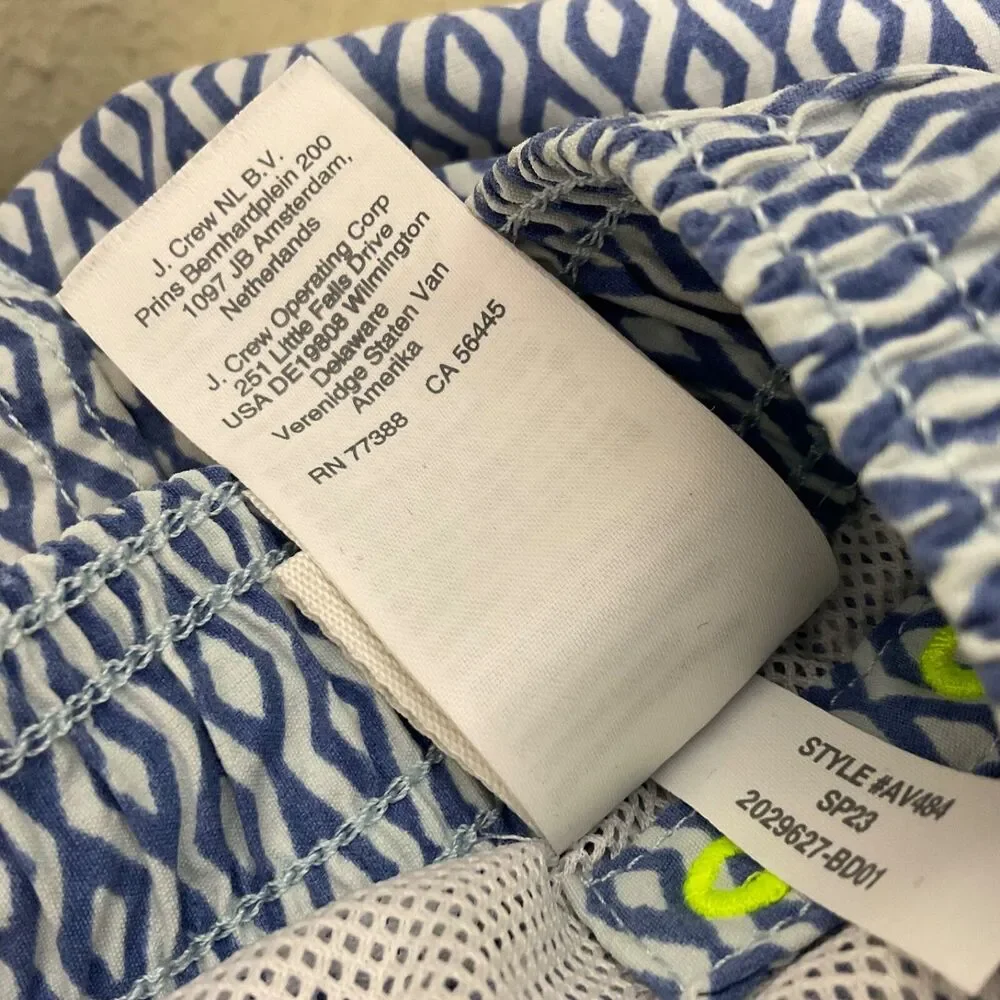 Crewcuts J Crew Kids 7 Shorts Swim Trunks Geometric mesh lining pockets EUC
